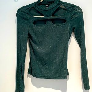 Adorable green glitter long sleeve shirt